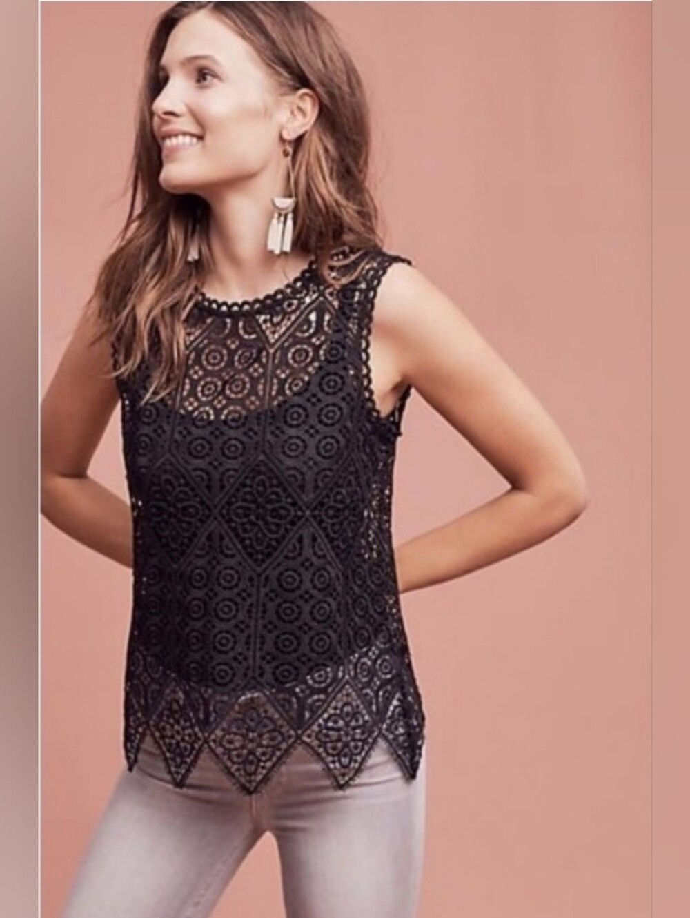 Deletta Black Lace Sleeveless Top
